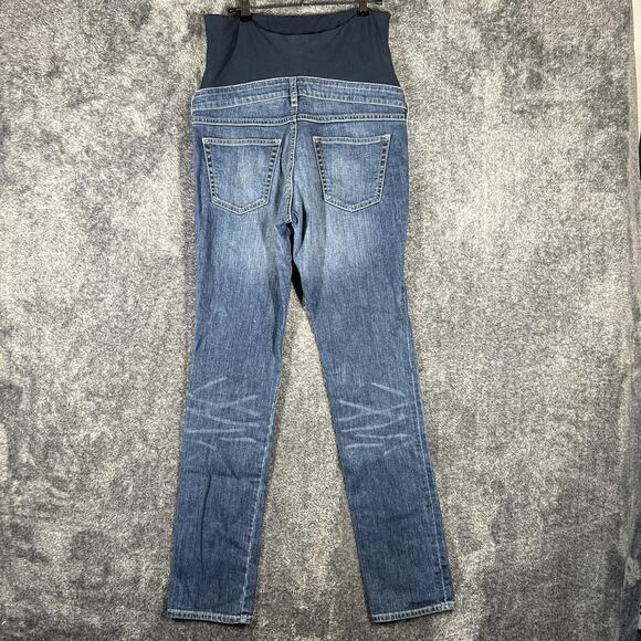 H&M Mama Maternity Jeans Womens 10 Blue Full Over Belly Panel Skinny Stretch - Picture 2 of 10